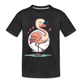 Flamingo-Spaß - Kinder Premium Bio T-Shirt - Schwarz - Vorne