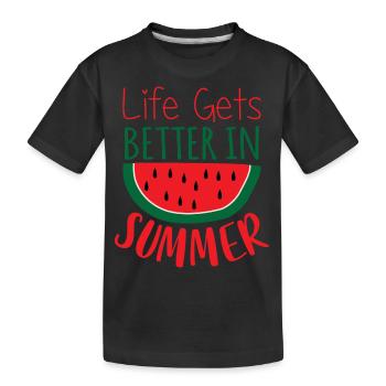 La vie s’améliore en été - T-shirt bio Premium Enfant - noir - Devant
