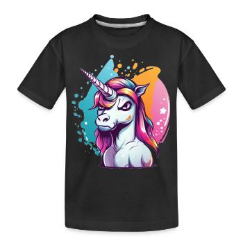 Grumpy Unicorn - Kids' Premium Organic T-Shirt - black - Front