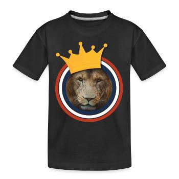 Nahaufnahme eines Löwen mit Krone - Kinder Premium Bio T-Shirt - Schwarz - Vorne
