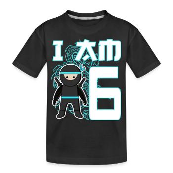 6th Birthday Ninja 6 years - Kids' Premium Organic T-Shirt - black - Front