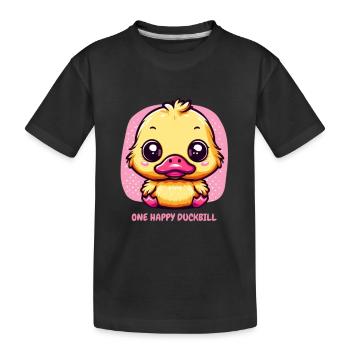 One Happy Duckbill Extra Cute Animal Baby Cartoon - Kids' Premium Organic T-Shirt - black - Front