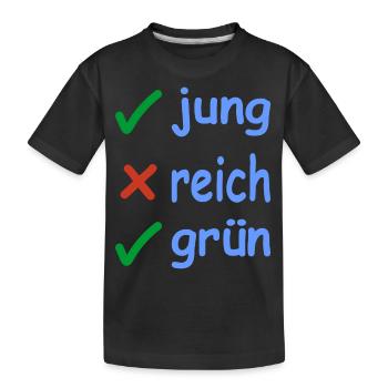 jung reich grün Version 2 - Kinder Premium Bio T-Shirt - Schwarz - Vorne