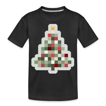 8-Bit Retro Tannenbaum Xmas - Kinder Premium Bio T-Shirt - Schwarz - Vorne