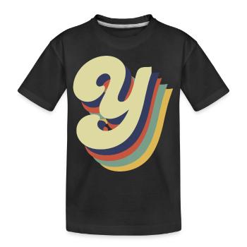 Retro Y Letter - Kids' Premium Organic T-Shirt - black - Front