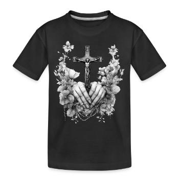 Jésus Bible Religion Chrétienne Croix Chrétienne Chrétienne - T-shirt bio Premium Enfant - noir - Devant