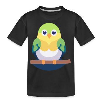 Wellensittich bunt auf Ast - Kinder Premium Bio T-Shirt - Schwarz - Vorne