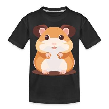 Süßer Hamster mit großen Augen - Kinder Premium Bio T-Shirt - Schwarz - Vorne