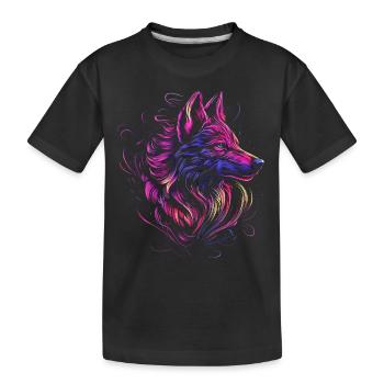 Loup Tête de loup Loups Meute de loups Nature Néon coloré - T-shirt bio Premium Enfant - noir - Devant