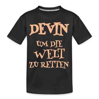 Helper Devin - Kids' Premium Organic T-Shirt - black - Front