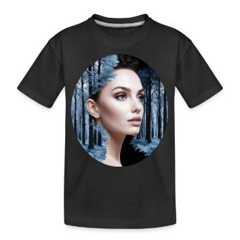 Belle femme combinée avec une scène de forêt - T-shirt bio Premium Enfant - noir - Devant
