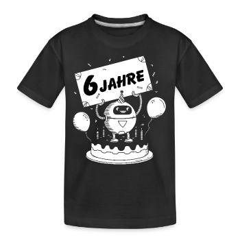 Ich bin sechs Jahre 6. Geburtstag Roboter - Kinder Premium Bio T-Shirt - Schwarz - Vorne