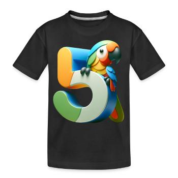 Kinderdesign – Papagei und Zahlen - Kinder Premium Bio T-Shirt - Schwarz - Vorne
