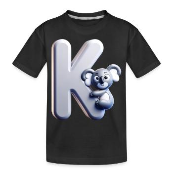 Knuddeliger Koala klettert auf den Buchstaben K - Kinder Premium Bio T-Shirt - Schwarz - Vorne