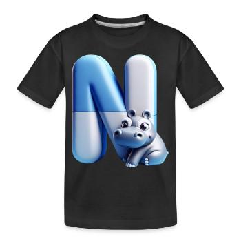 Niedliches Nilpferd auf dem Buchstaben N - Kinder Premium Bio T-Shirt - Schwarz - Vorne