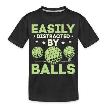 Facilement distrait par les balles Golfer Golf - T-shirt bio Premium Enfant - noir - Devant