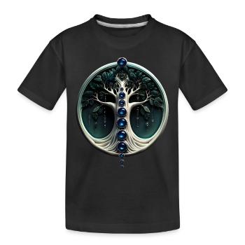 Teal Harmony, Mystical Tree of Life - Kids' Premium Organic T-Shirt - black - Front