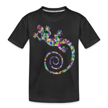 GECKO MANIA - Kinder Premium Bio T-Shirt - Schwarz - Vorne