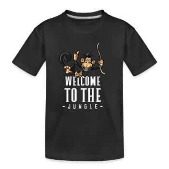 Jungle Affe Willkommensdesign - Kinder Premium Bio T-Shirt - Schwarz - Vorne