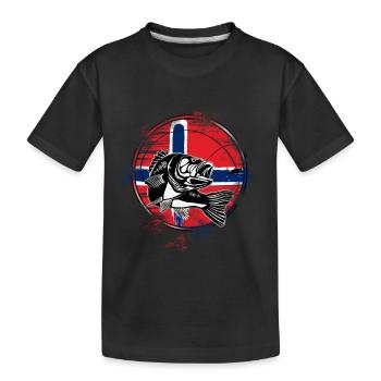 Norwegen Angeln - Kinder Premium Bio T-Shirt - Schwarz - Vorne