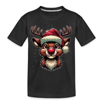 Motif de Noël festif Rudolf le renne - T-shirt bio Premium Enfant - noir - Devant