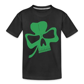 Clover Skull - Kids' Premium Organic T-Shirt - black - Front