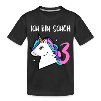 3rd Birthday Unicorn - Kids' Premium Organic T-Shirt - black - Front