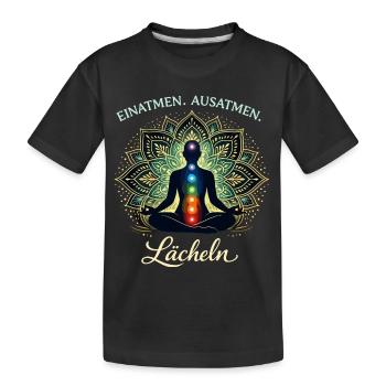 Inspire, expire, sourire - Don de méditation - T-shirt bio Premium Enfant - noir - Devant