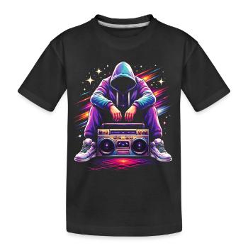 Retro 80s Boombox Illustration - Kids' Premium Organic T-Shirt - black - Front