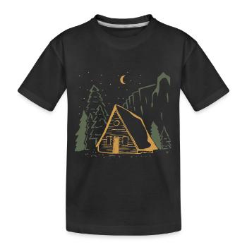 Nuit de cabane rustique au clair de lune - T-shirt bio Premium Enfant - noir - Devant
