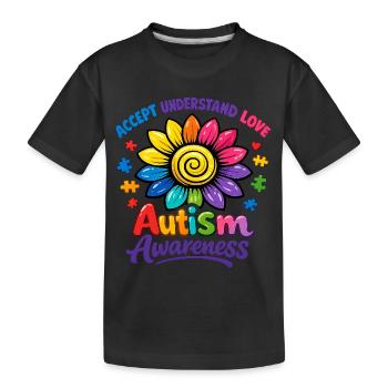 Autism Awareness Sunflower - Kids' Premium Organic T-Shirt - black - Front