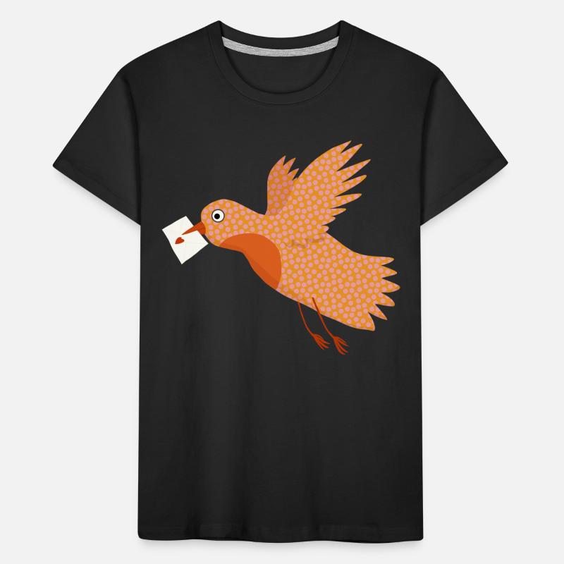 Vogel mit Brief Kinder Premium Bio T-Shirt