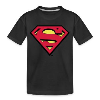 Superman Logo S-Shield - Kinder Premium Bio T-Shirt - Schwarz - Vorne