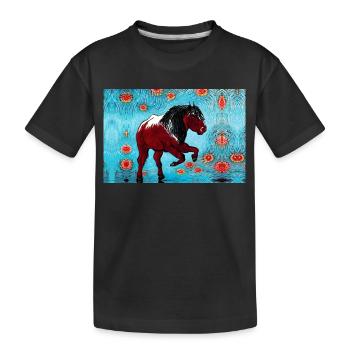 cheval marron peinture - T-shirt bio Premium Enfant - noir - Devant