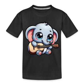 Elephant Playing the guitar Jumbo Melodies Baby Te - Kids' Premium Organic T-Shirt - black - Front