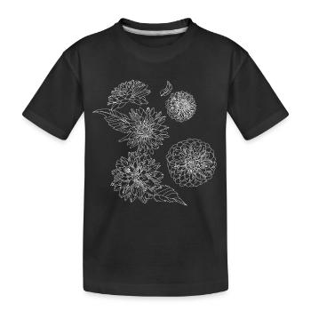 Autumn flower dahlias, white - Kids' Premium Organic T-Shirt - black - Front