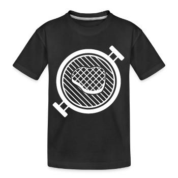 BBQ Grill mit Grillfleisch - Kinder Premium Bio T-Shirt - Schwarz - Vorne