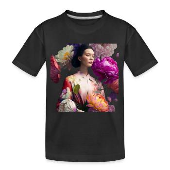 Geisha in Kimono Geschenk - Kinder Premium Bio T-Shirt - Schwarz - Vorne