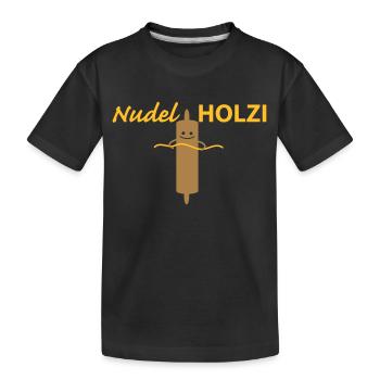 Nudelholz mit Nudel - Kinder Premium Bio T-Shirt - Schwarz - Vorne