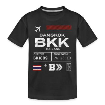 Etikett des Flughafens Bangkok - Kinder Premium Bio T-Shirt - Schwarz - Vorne
