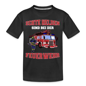 Feuerwehr Helden - 112 Blaulicht Einsatz T-Shirt - Kinder Premium Bio T-Shirt - Schwarz - Vorne