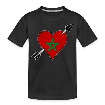 Marokko Flagge Herz verliebt - Kinder Premium Bio T-Shirt - Schwarz - Vorne