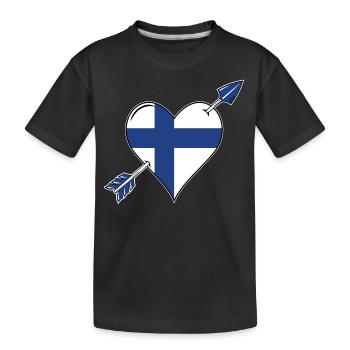 Finlande drapeau coeur amoureux - T-shirt bio Premium Enfant - noir - Devant