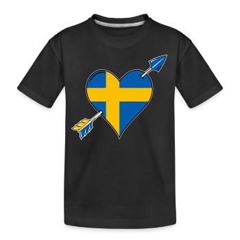 La Suède drapeau coeur amoureux - T-shirt bio Premium Enfant - noir - Devant