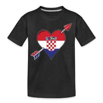 Croatia flag heart in love - Kids' Premium Organic T-Shirt - black - Front