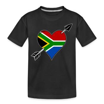 South Africa flag heart in love - Kids' Premium Organic T-Shirt - black - Front