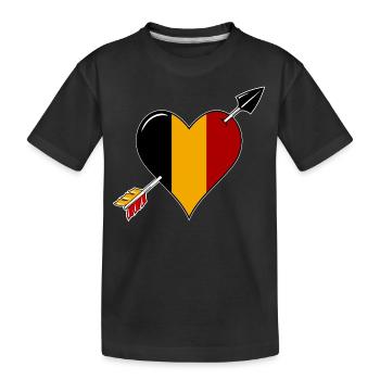 Belgien Flagge Herz verliebt - Kinder Premium Bio T-Shirt - Schwarz - Vorne