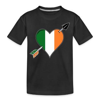 Ireland flag heart in love - Kids' Premium Organic T-Shirt - black - Front
