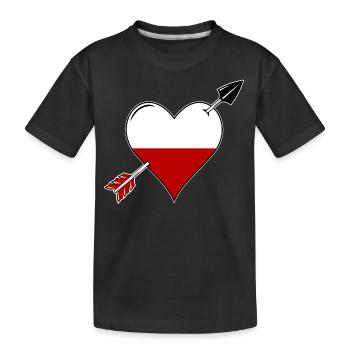 Poland flag heart in love - Kids' Premium Organic T-Shirt - black - Front