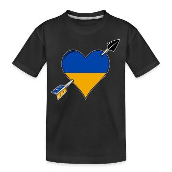 Ukraine Flagge Herz verliebt - Kinder Premium Bio T-Shirt - Schwarz - Vorne